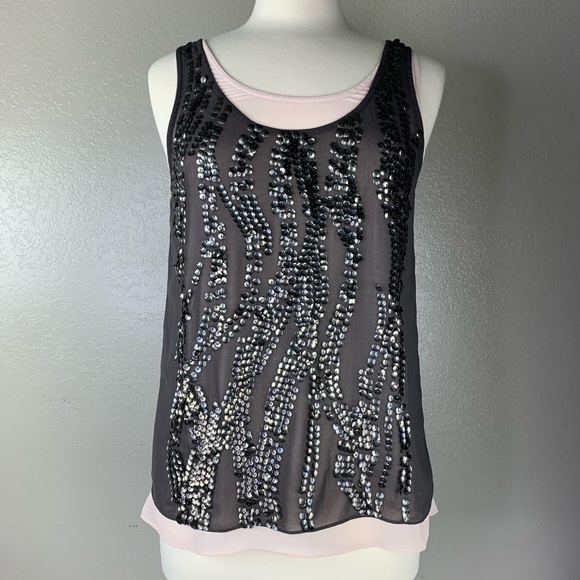 MM Couture Dusty Rose & Bronze Sequined Tank Tops - Picture 2 of 9